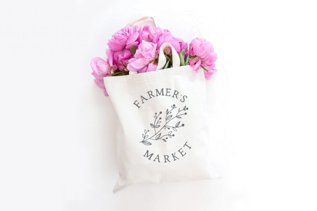 tote mockup using rustic font Spring Market