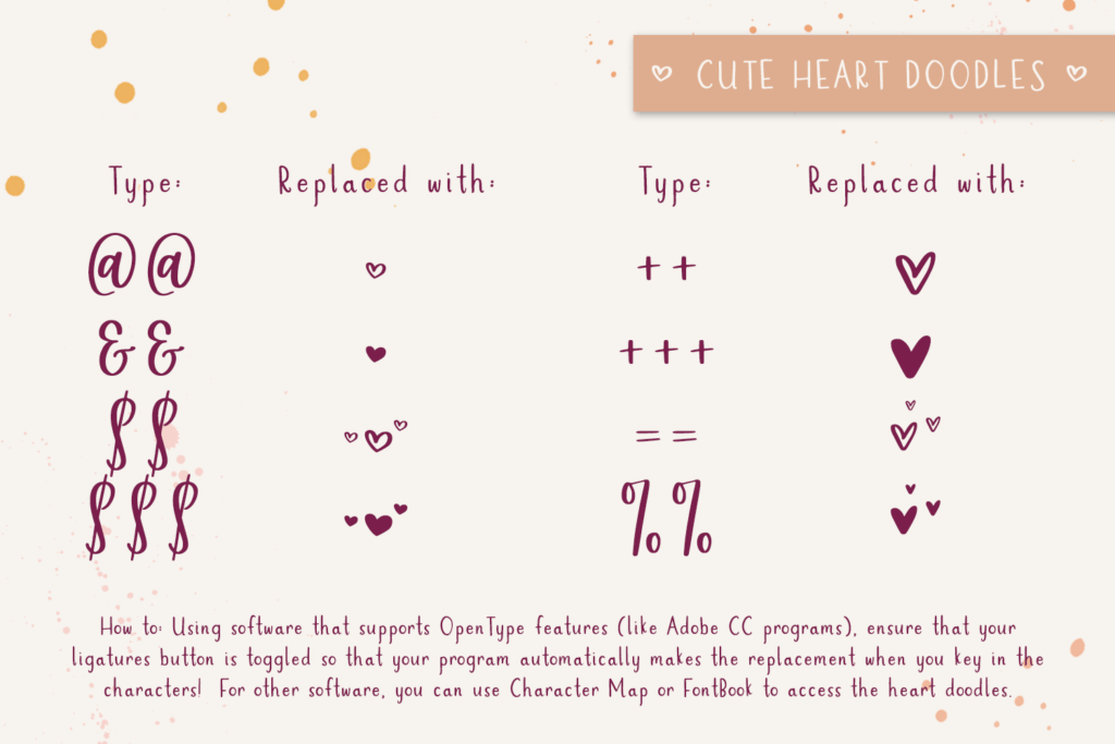 heart font extra features