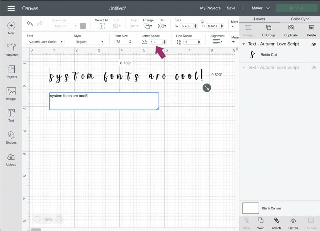using system fonts in Design Space
