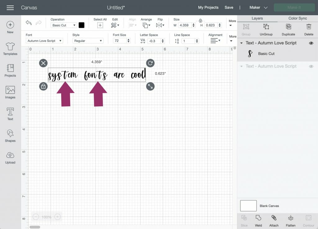 using system fonts properly in design space