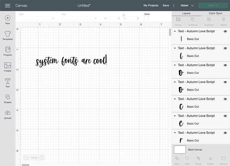 using system fonts properly in Design Space