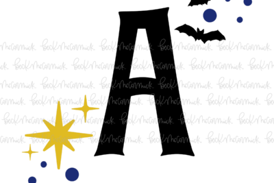 Magic Stars And Bats Halloween Letter A - Halloween SVG File
