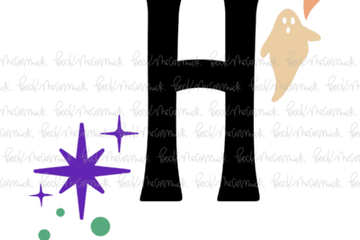 Magic Stars And Ghosts Halloween Letter H Monogram - Halloween SVG File