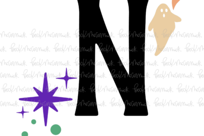 Magic Stars And Ghosts Halloween Letter N Monogram - Halloween SVG File