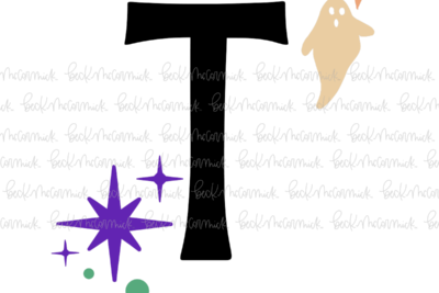 Magic Stars And Ghosts Halloween Letter T Monogram - Halloween SVG File