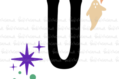 Magic Stars And Ghosts Halloween Letter U Monogram - Halloween SVG File