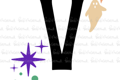 Magic Stars And Ghosts Halloween Letter V Monogram - Halloween SVG File