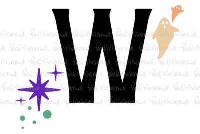 Magic Stars And Ghosts Halloween Letter W Monogram - Halloween SVG File