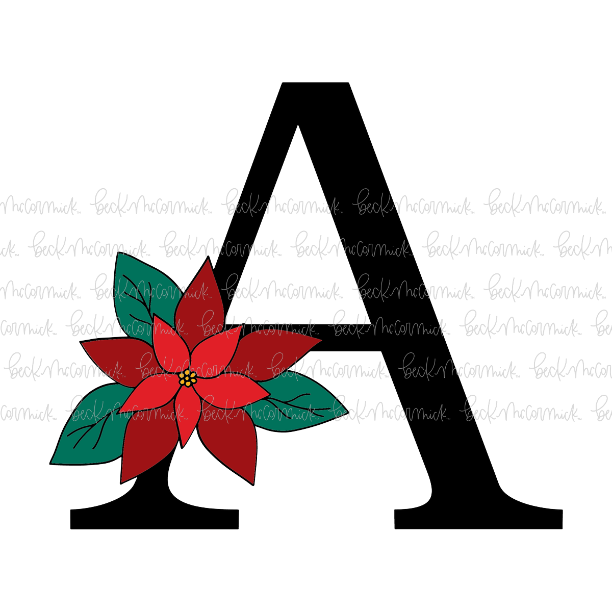 A Poinsettia Monogram - Christmas SVG File