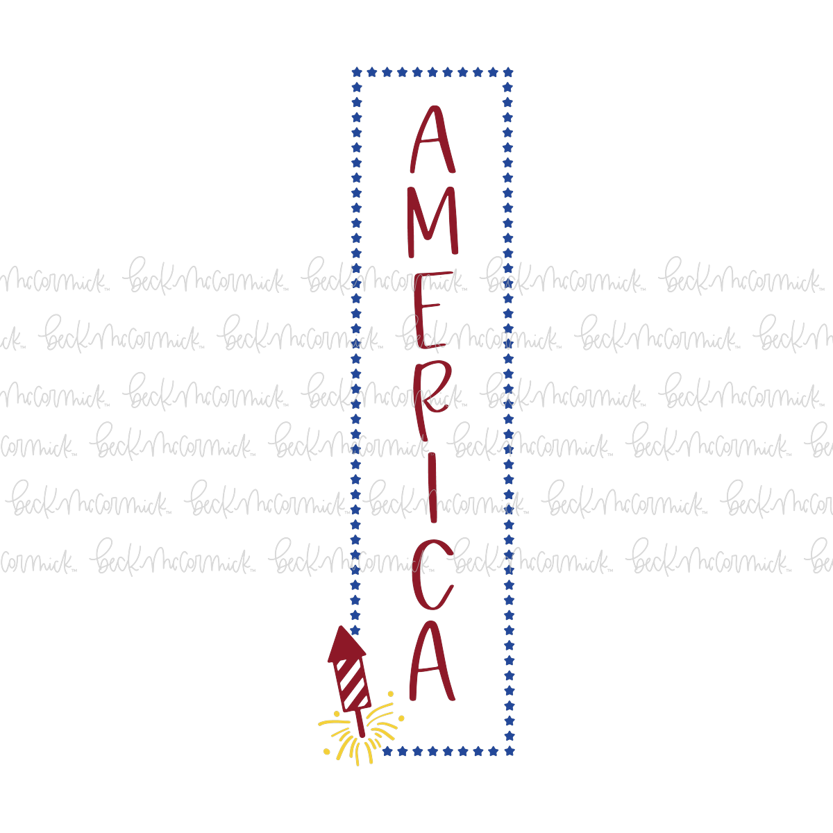 America 4th Of July Vertical Sign With Firework - Fourth of July SVG File