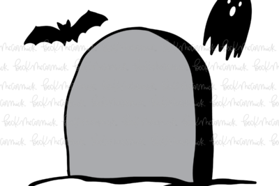 Blank Tombstone With Ghost And Bat - Halloween SVG File