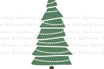Christmas Tree With Heart Garland - Christmas SVG File