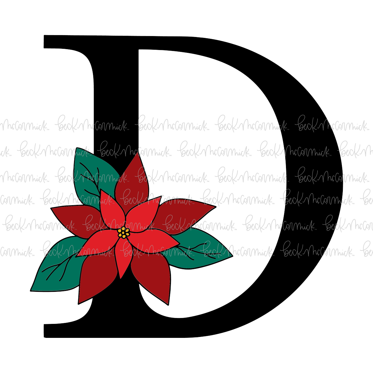 D Poinsettia Monogram - Christmas SVG File