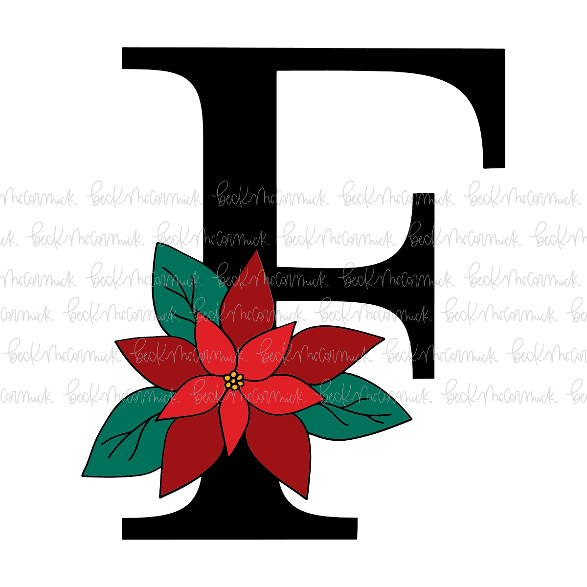 F Poinsettia Monogram - Christmas SVG File