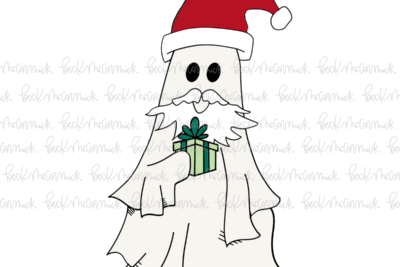 Ghost Santa With Present - Ghost SVG File, Halloween SVG File