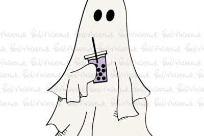 Ghost With Boba - Ghost SVG File, Halloween SVG File