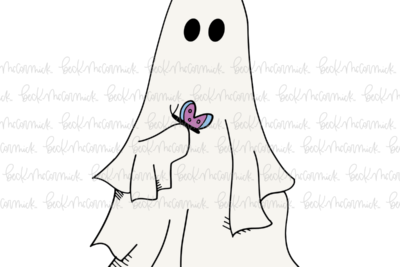 Ghost With Butterfly - Ghost SVG File, Halloween SVG File