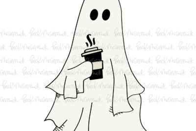 Ghost With Coffee Cup - Ghost SVG File, Halloween SVG File