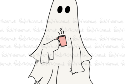 Ghost With Coffee Mug - Ghost SVG File, Halloween SVG File