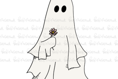 Ghost With Flower - Ghost SVG File, Halloween SVG File
