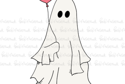 Ghost With Heart Balloon - Ghost SVG File, Halloween SVG File