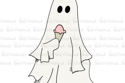 Ghost With Ice Cream Cone - Ghost SVG File, Halloween SVG File