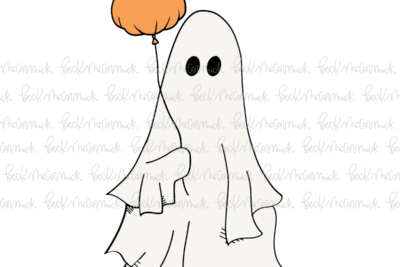Ghost With Pumpkin Balloon - Ghost SVG File, Halloween SVG File