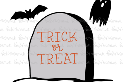 Gravestone With Trick Or Treat Ghost And Bat - Halloween SVG File