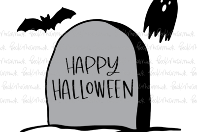 Happy Halloween With Tombstone Ghost And Bat - Halloween SVG File