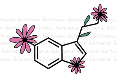 Serotonin Molecular Structure With Flowers - Science SVG
