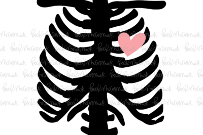 Skeleton Rib Cage With Spine And Collar Bones And Heart - Halloween SVG File